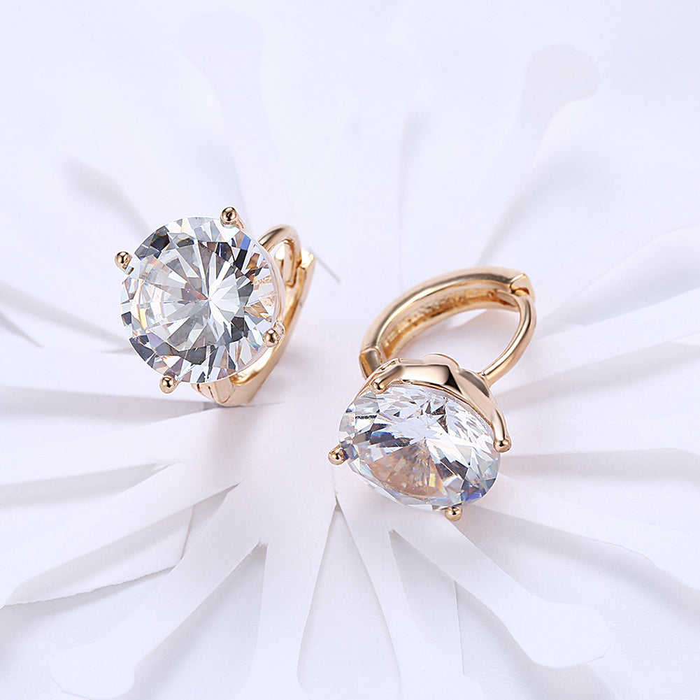 Swarovski Crystals 10mm Diamond Created Huggie  Earring