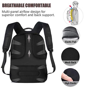 Travel Laptop Backpack, Large Computer Backpack Bag Fits 17 inch Laptop for Men Women for Hiking/School/College, Anti Theft Water Resistant TSA Smart Scan Laptops Bookbag with USB Charging Port-Black