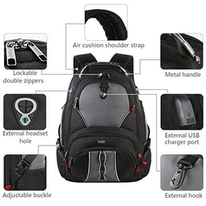 Travel Laptop Backpack, Large Computer Backpack Bag Fits 17 inch Laptop for Men Women for Hiking/School/College, Anti Theft Water Resistant TSA Smart Scan Laptops Bookbag with USB Charging Port-Black