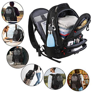Travel Laptop Backpack, Large Computer Backpack Bag Fits 17 inch Laptop for Men Women for Hiking/School/College, Anti Theft Water Resistant TSA Smart Scan Laptops Bookbag with USB Charging Port-Black