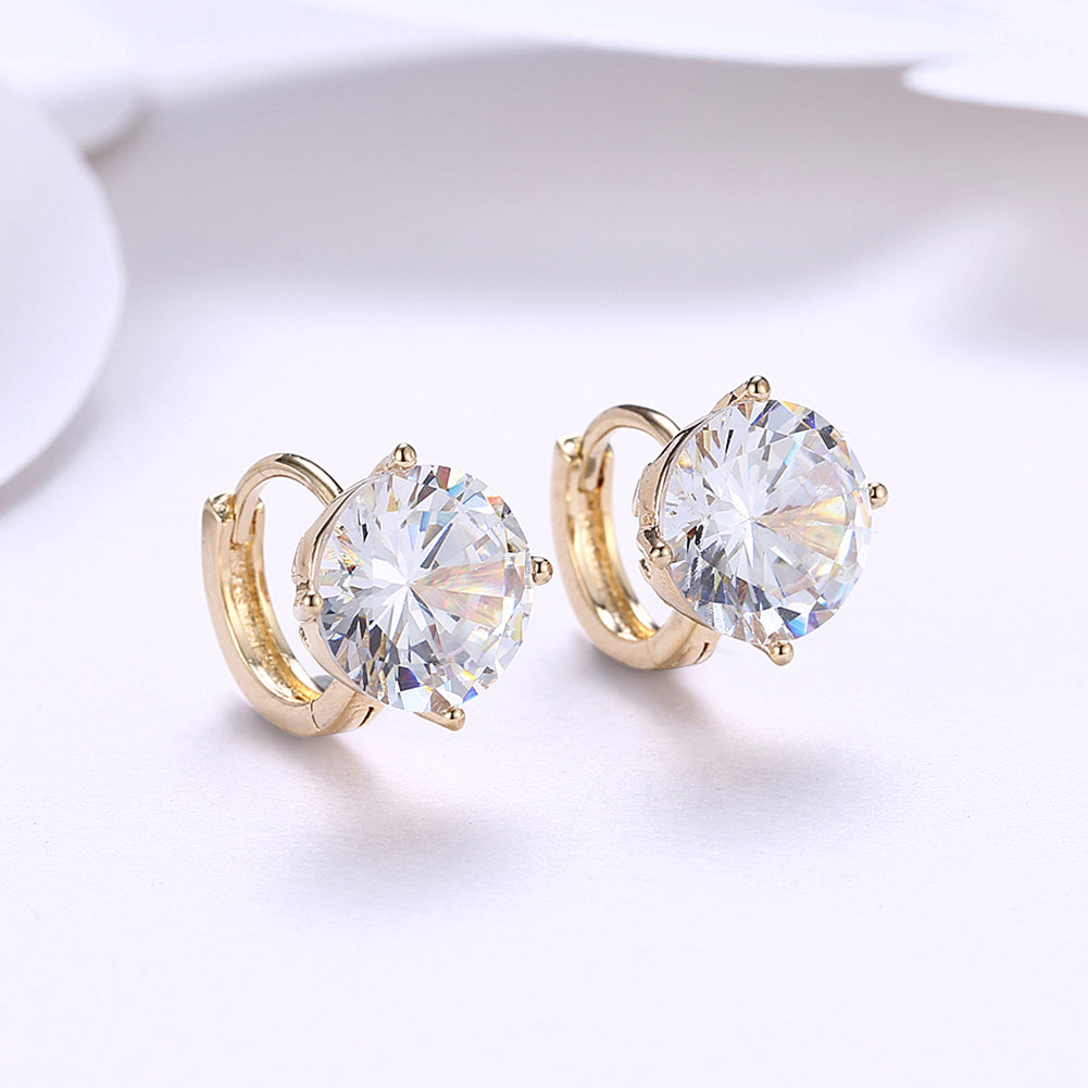 Swarovski Crystals 10mm Diamond Created Huggie  Earring