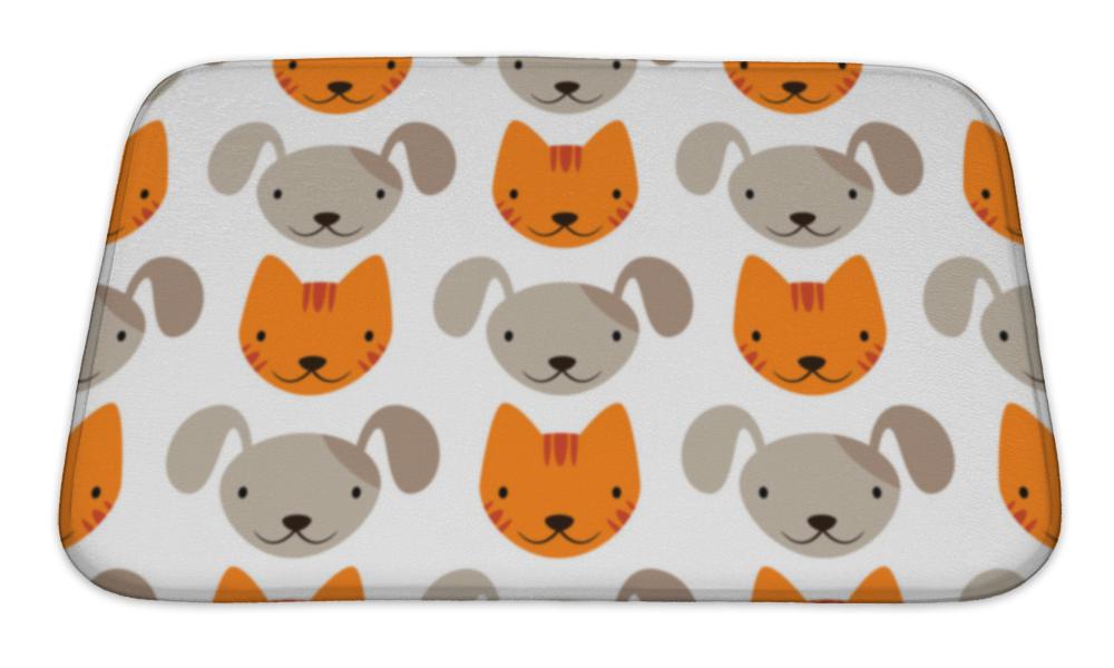 Bath Mat, Pattern With Cats And Dogs