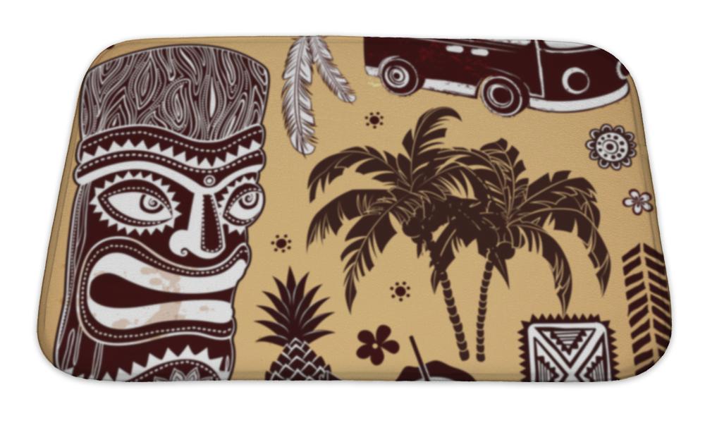Bath Mat, Vintage Aloha Tiki Set