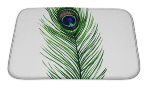 Bath Mat, Peacock Feather Isolated On A White