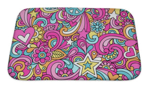 Bath Mat, Peace Sign Doodles Repeat Pattern