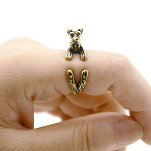 Fei Ye Paws Miniature Schnauzer & Rat Terrier Dog Ring Men Anel Animal Pet Dog Wedding Rings Gift For Women Girls Friends Ring