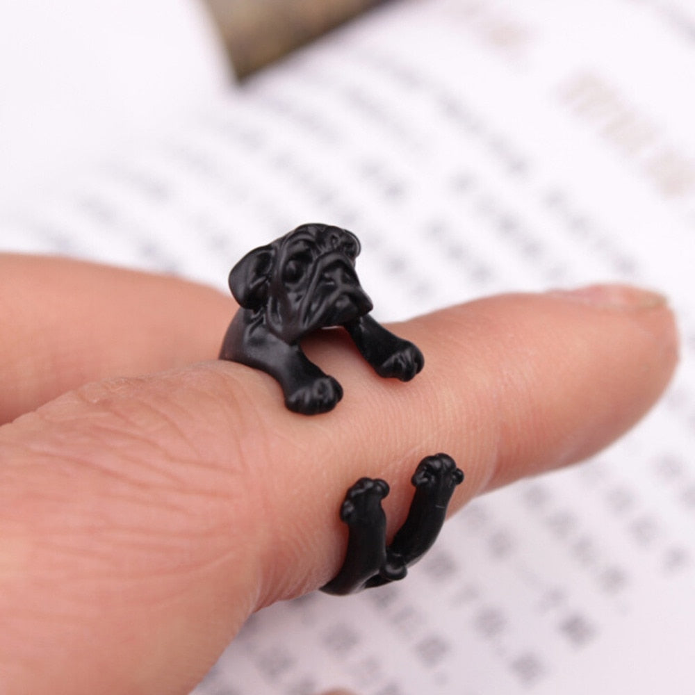 Animal Wrap Retro dog Animal Shape Ring Adjustable Cute Vintage  Ring for Men Women Jewelry