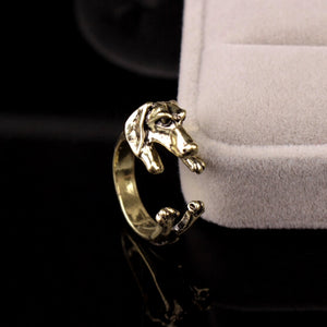 Man Women Fashion Cute Vintage Yorky Terrier Rings Puppy Big Ear Dog Rings