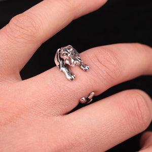 Man Women Fashion Cute Vintage Yorky Terrier Rings Puppy Big Ear Dog Rings