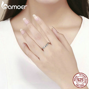 BAMOER 925 Sterling Silver Stackable Dog Cat Footprints Finger Rings for Women Wedding  Ring Jewelry Valentine's Day GIFT SCR445