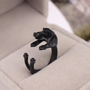Man Women Fashion Cute Vintage Yorky Terrier Rings Puppy Big Ear Dog Rings