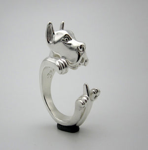 wholesale cute Great Dane Ring free size cartoon animal dog Ring bulldog ring  jewelry for lady 12pcs/lot