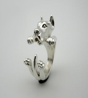 wholesale cute Great Dane Ring free size cartoon animal dog Ring bulldog ring  jewelry for lady 12pcs/lot