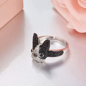 New Arrival 925 sterling silver Bulldog Puppy rings For women Cute Fancy Dog pet Jewelry Open rings anillos plata 925 para mujer