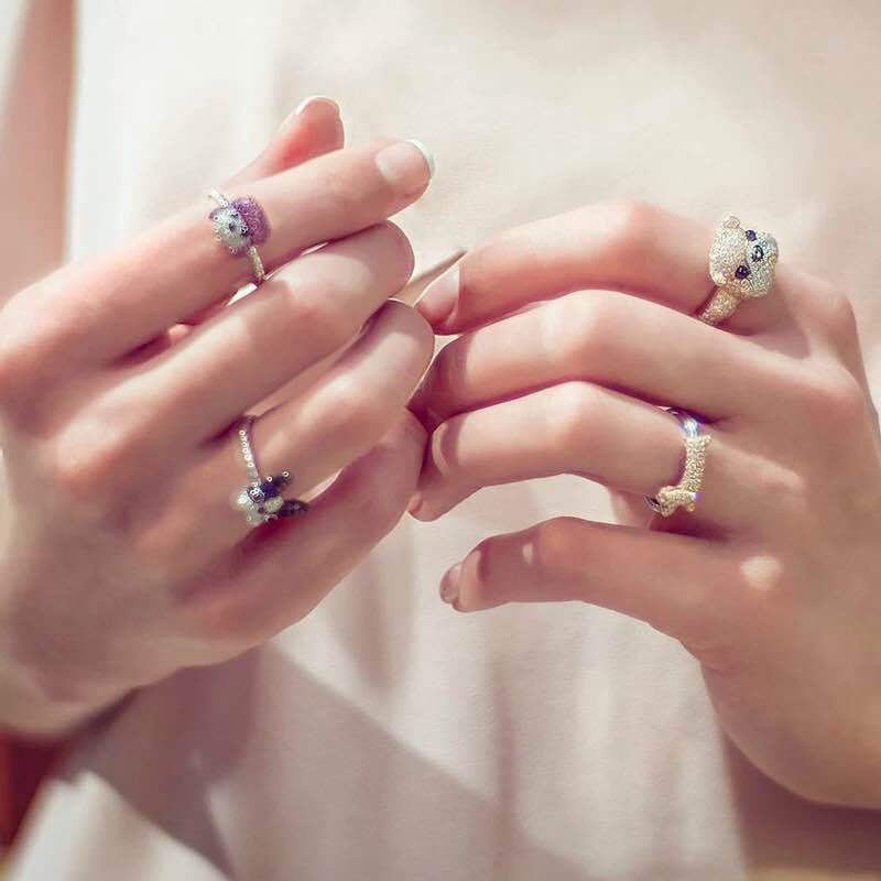 New Arrival 925 sterling silver Bulldog Puppy rings For women Cute Fancy Dog pet Jewelry Open rings anillos plata 925 para mujer