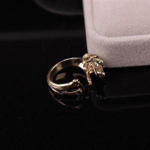 Vintage 1pcs Antique Bronze Labrador Retriever Animal Rings Adjustable Tiny Dog Rings for Women