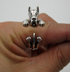 wholesale cute Great Dane Ring free size cartoon animal dog Ring bulldog ring  jewelry for lady 12pcs/lot