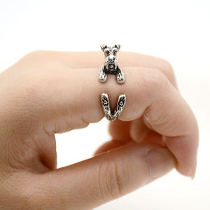 Fei Ye Paws Miniature Schnauzer & Rat Terrier Dog Ring Men Anel Animal Pet Dog Wedding Rings Gift For Women Girls Friends Ring