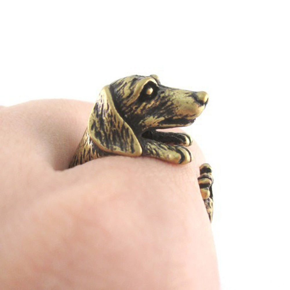Retro Rings Adjustable Alternate Male And Female Pug Dog Animal Rings Burst With Big Ears Popular