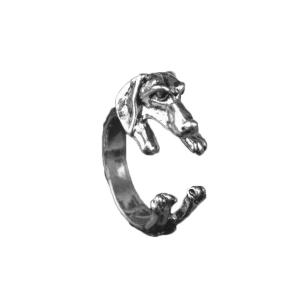 Vintage 1pcs Antique Bronze Labrador Retriever Animal Rings Adjustable Tiny Dog Rings for Women
