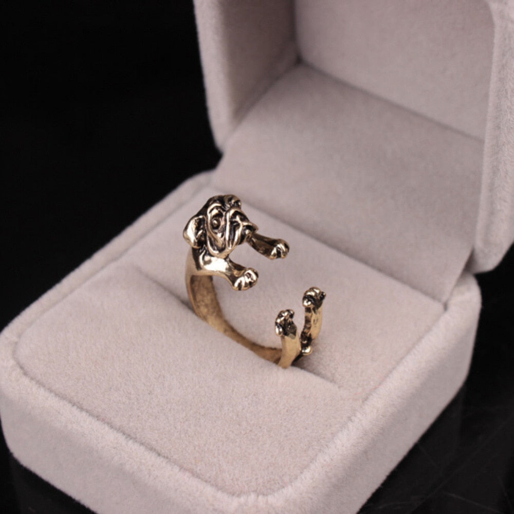 Animal Wrap Retro dog Animal Shape Ring Adjustable Cute Vintage  Ring for Men Women Jewelry