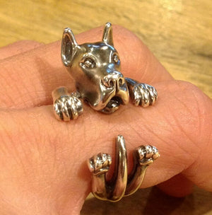 wholesale cute Great Dane Ring free size cartoon animal dog Ring bulldog ring  jewelry for lady 12pcs/lot