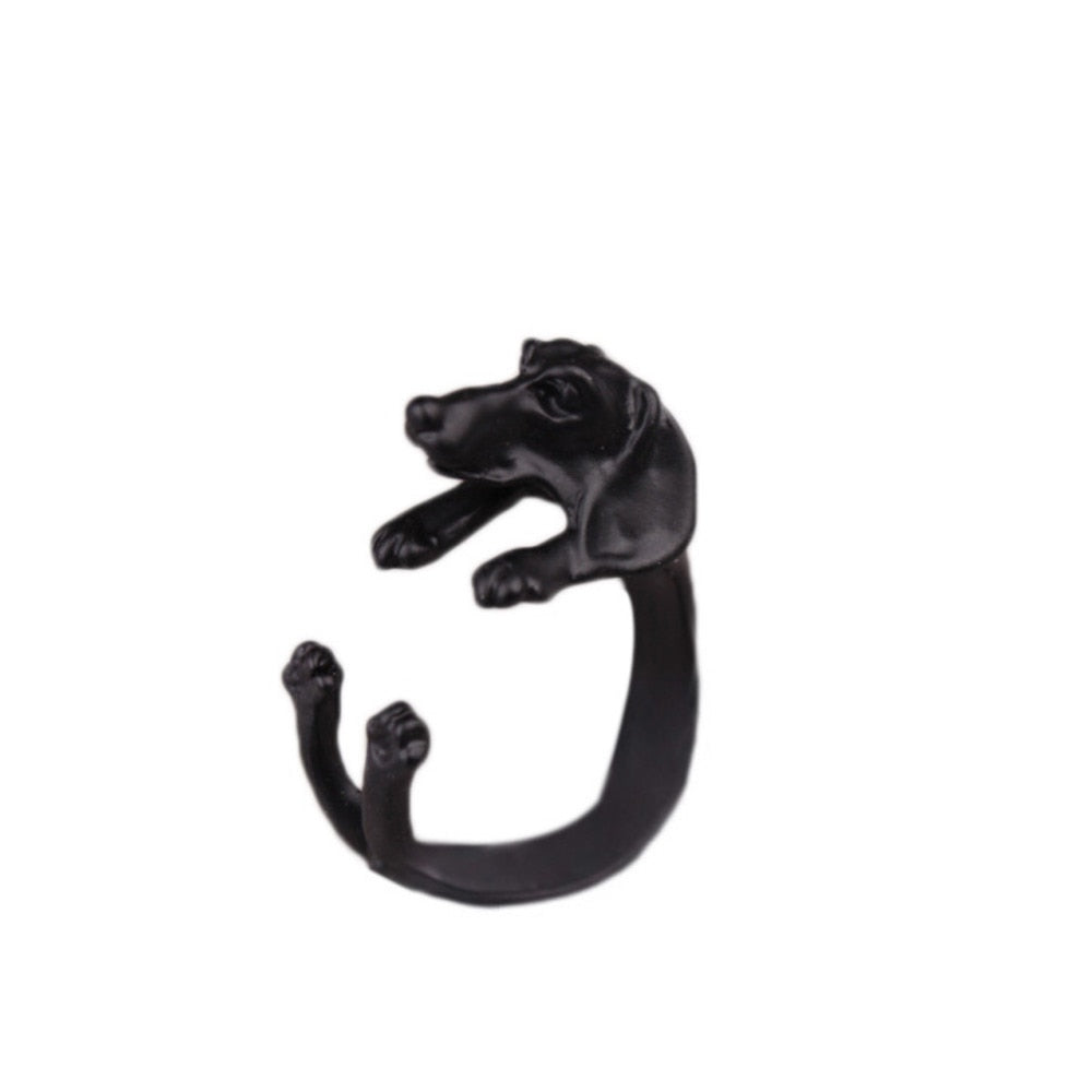 Vintage 1pcs Antique Bronze Labrador Retriever Animal Rings Adjustable Tiny Dog Rings for Women