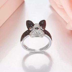 New Arrival 925 sterling silver Bulldog Puppy rings For women Cute Fancy Dog pet Jewelry Open rings anillos plata 925 para mujer