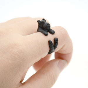 Fei Ye Paws Miniature Schnauzer & Rat Terrier Dog Ring Men Anel Animal Pet Dog Wedding Rings Gift For Women Girls Friends Ring