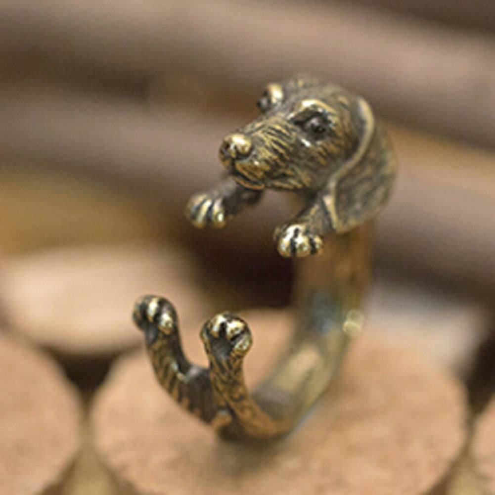 Retro Rings Adjustable Alternate Male And Female Pug Dog Animal Rings Burst With Big Ears Popular