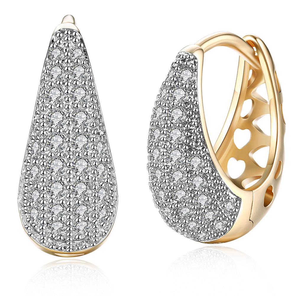 Swarovski Crystals 18mm Pave Heart Filigree Teardrop Huggie  Earring