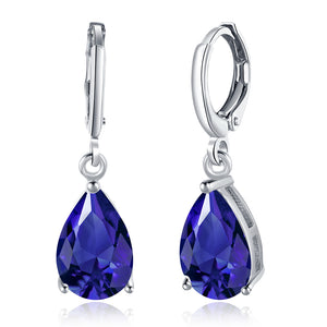 Swarovski Crystals 4.50 CT Marquise Sapphire Pear Cut 28mm Drop  Earring