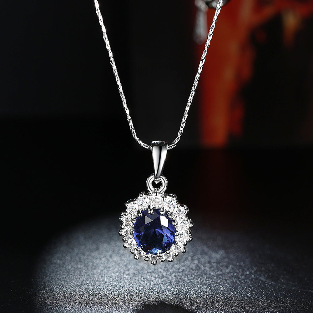 Swarovski Crystals Sapphire Royal Kate Middleton Inspired  Necklace