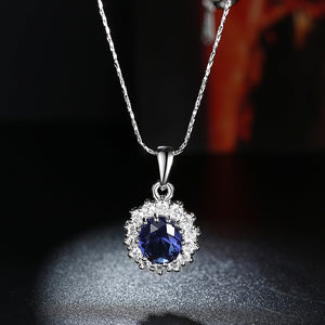 Swarovski Crystals Sapphire Royal Kate Middleton Inspired  Necklace
