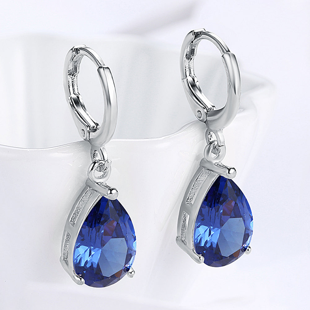 Swarovski Crystals 4.50 CT Marquise Sapphire Pear Cut 28mm Drop  Earring