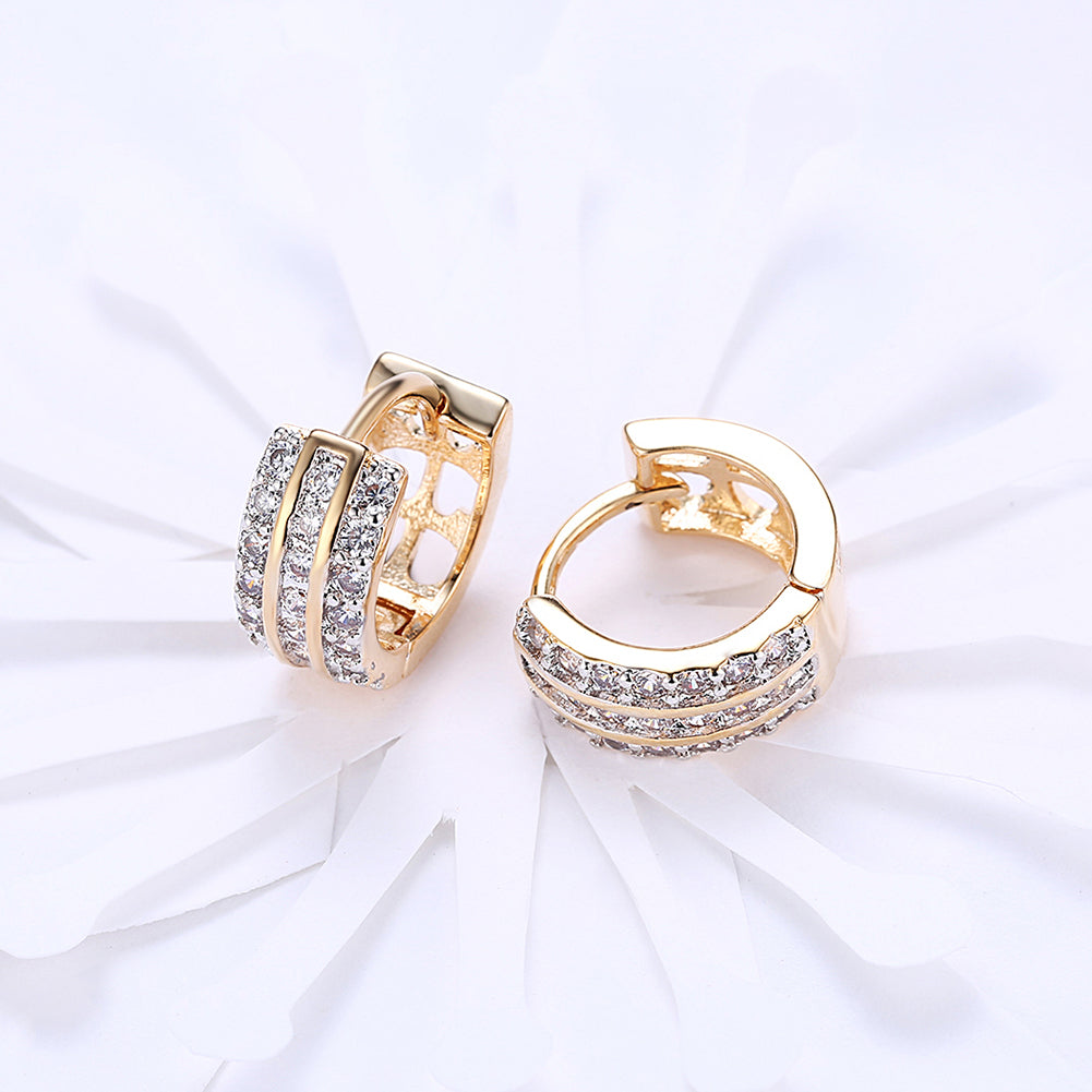 Swarovski Crystals 15mm Pave Triple Row Huggie  Earring