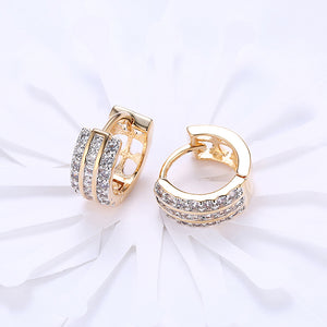 Swarovski Crystals 15mm Pave Triple Row Huggie  Earring