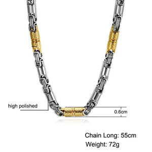 18K White/Gold Filled Byzantine 21.5" Chain