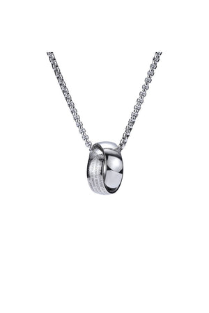 18K White Gold Filled Rolling Ring Pendant with Diamond Cut Chain-Gold-Silver