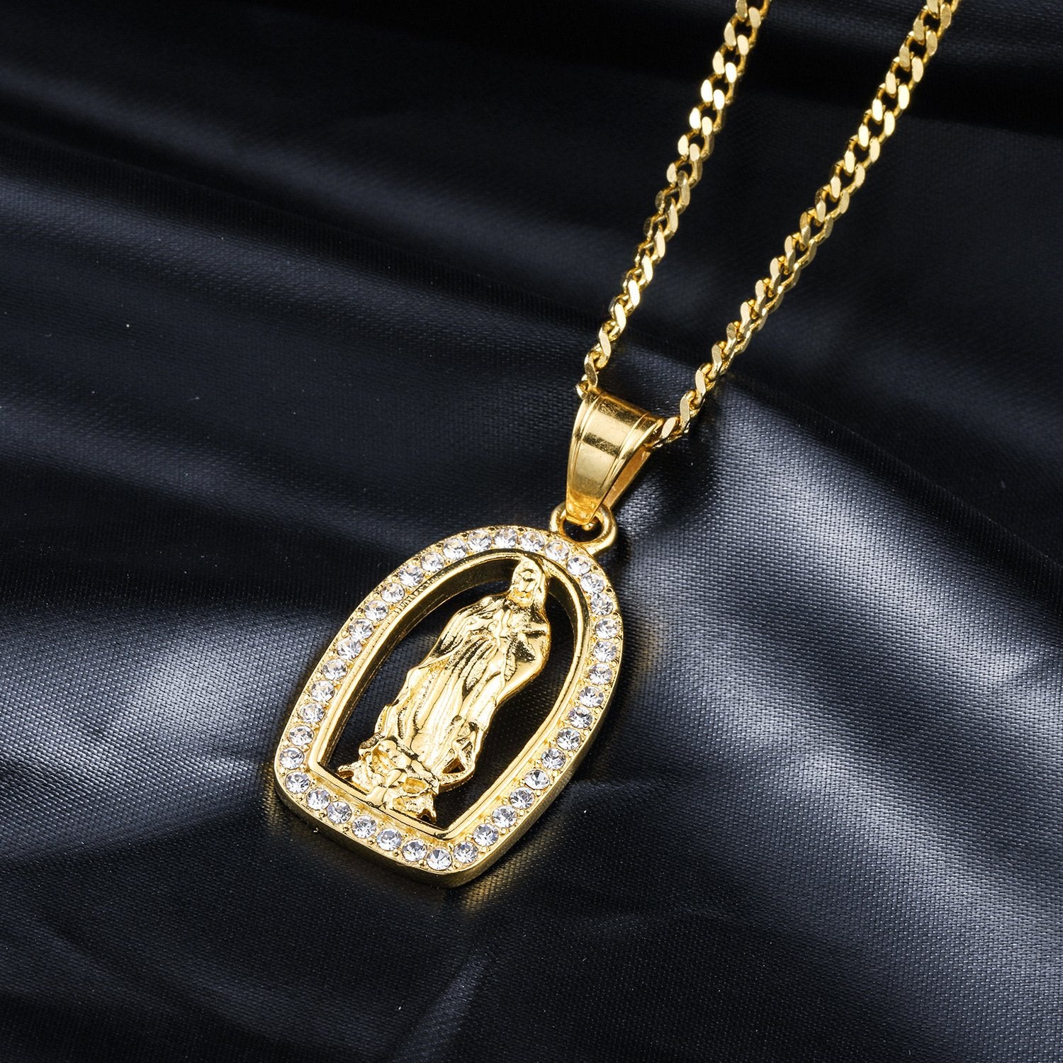 Icedout 18K Gold Filled Praying Mother Mary Pendant Necklace