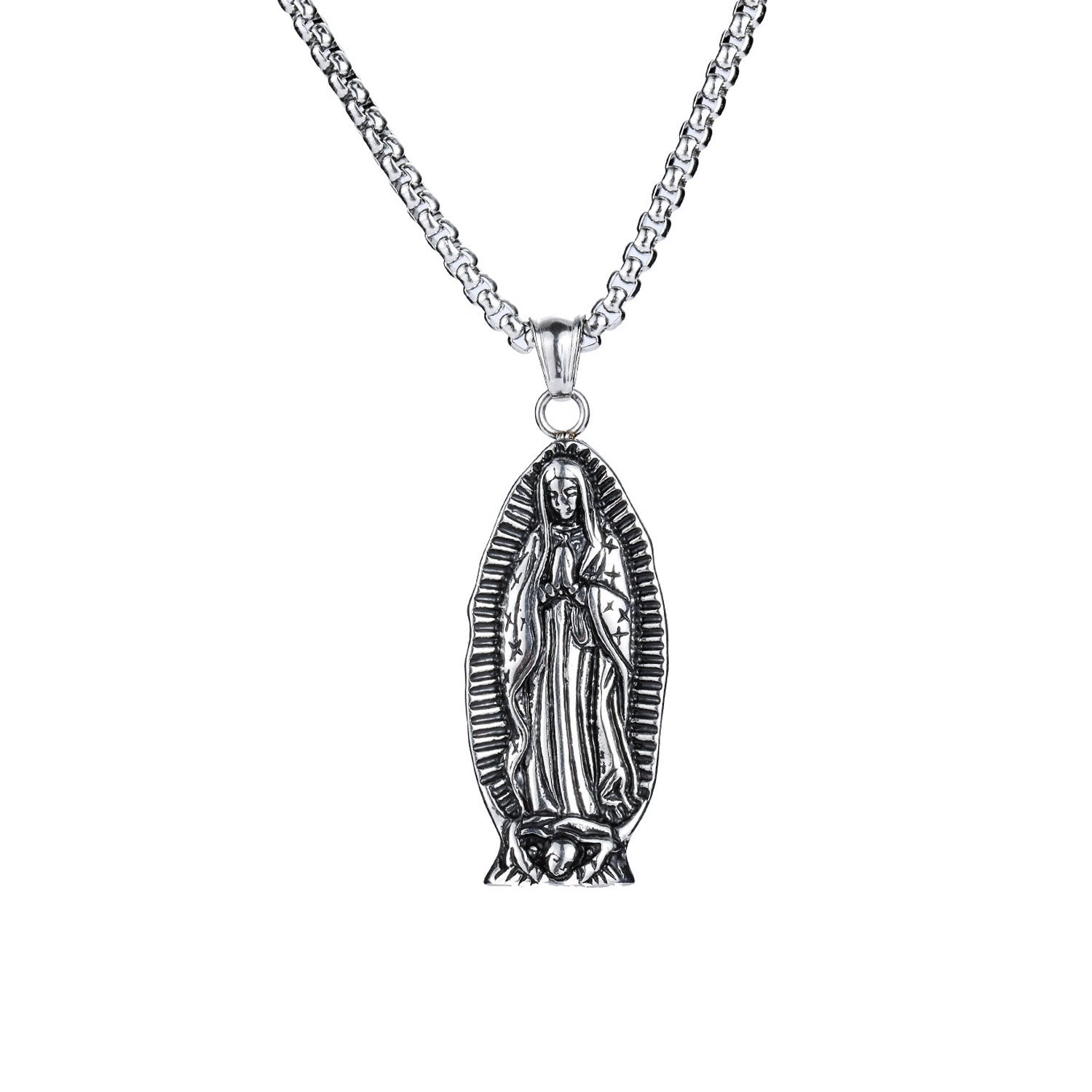 18K Black Gold Filled Praying Mother Mary Pendant Necklace