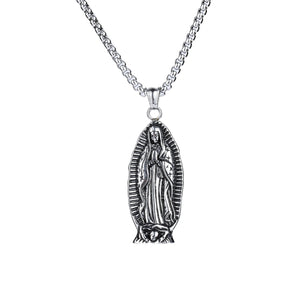 18K Black Gold Filled Praying Mother Mary Pendant Necklace