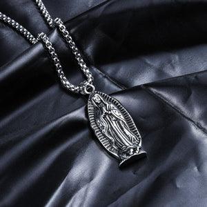 18K Black Gold Filled Praying Mother Mary Pendant Necklace
