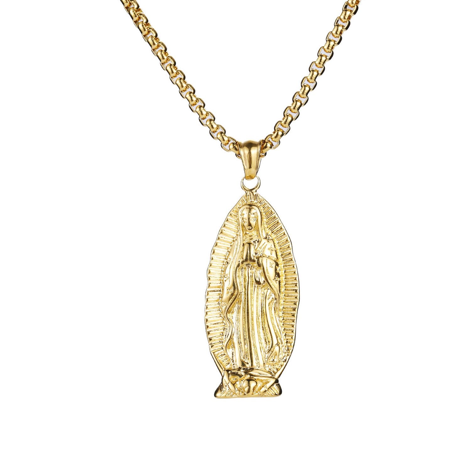 18K Gold Filled Praying Mother Mary Pendant Necklace