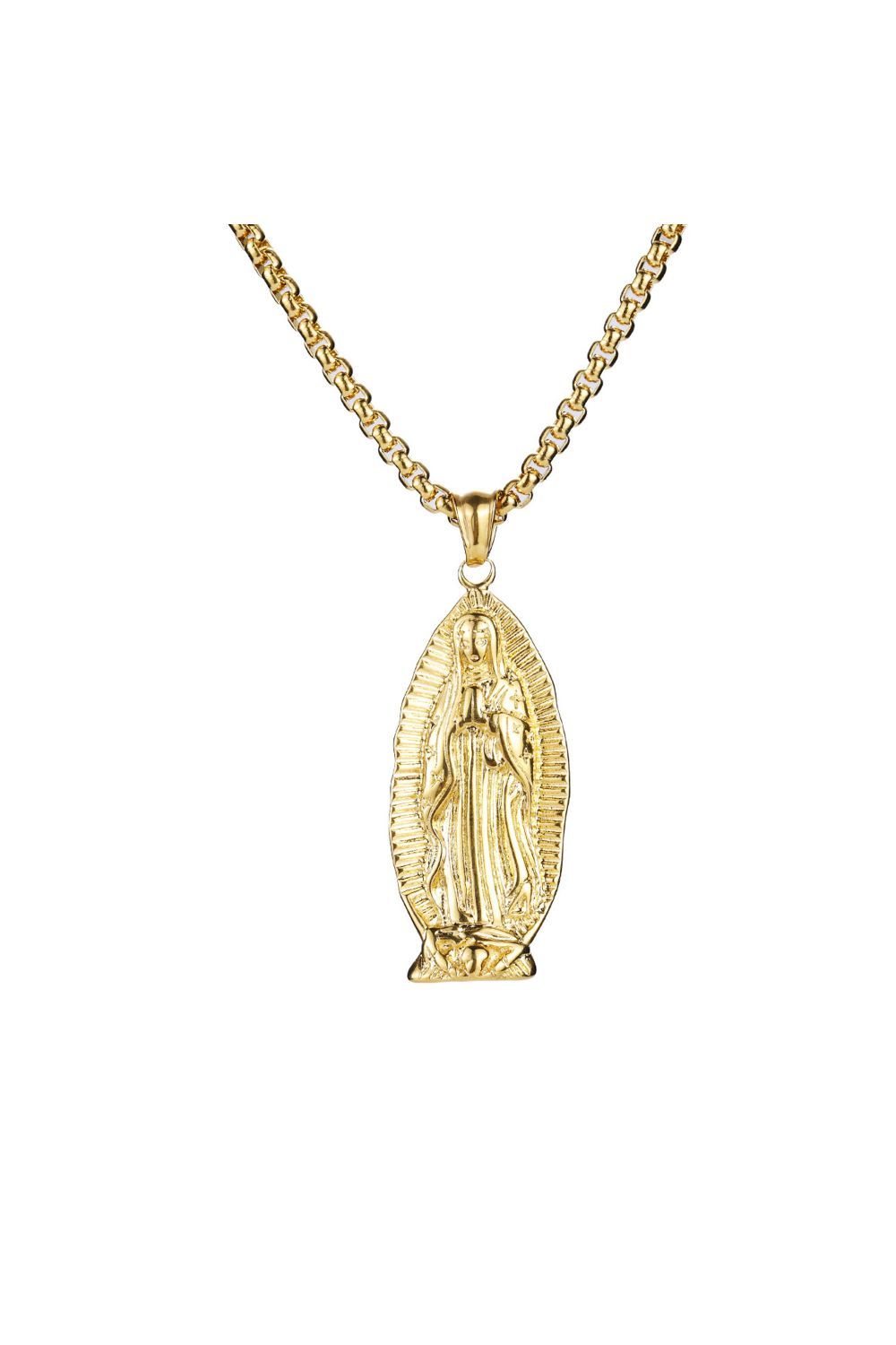 18K Gold Filled Praying Mother Mary Pendant Necklace