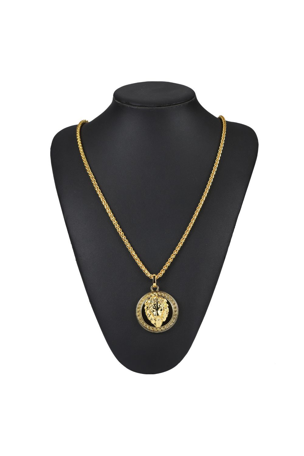 Lion Greek Medallion Necklace in 18K Gold Filled with Chain