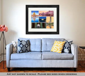 Framed Print, Washington Dc Famous Landmarks Picture Collage