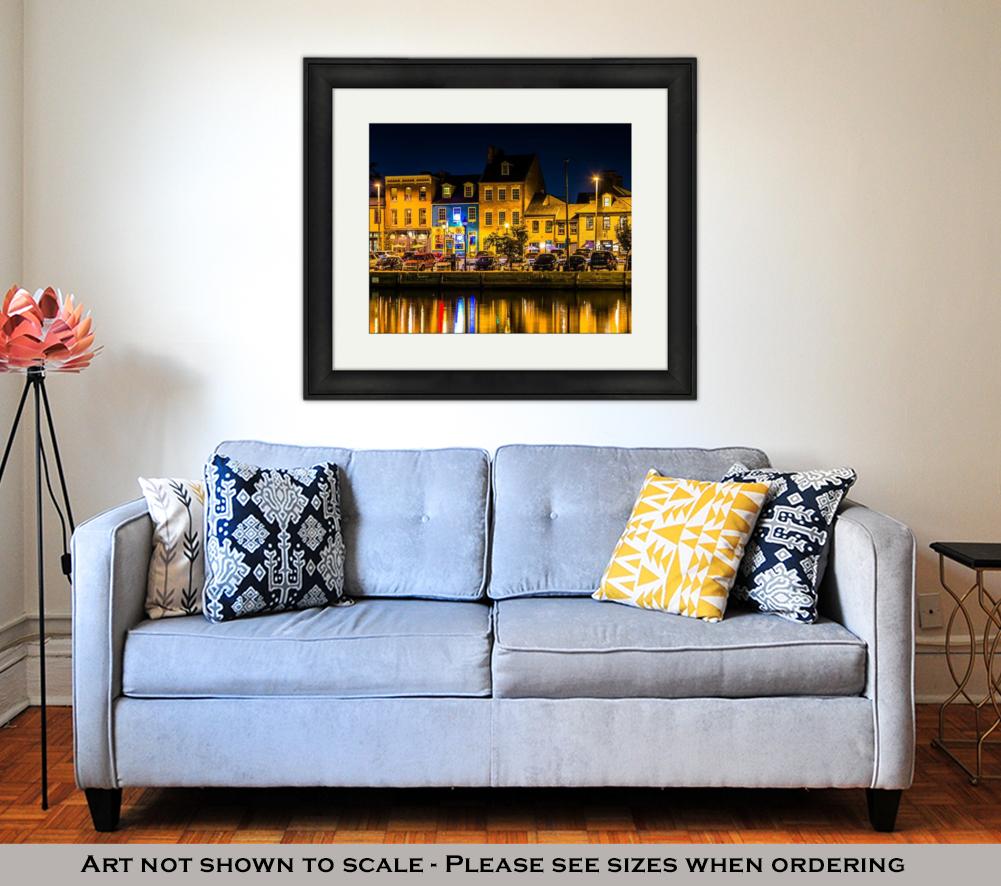 Framed Print, Shops And Restaurants At Night In Fells Point Baltimore Maryla