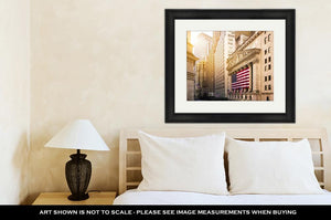 Framed Print, Famous Wall Street And The Building In New York New York Stock Exchange With