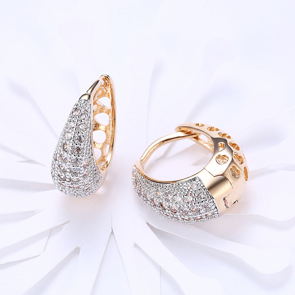 Swarovski Crystals 18mm Pave Heart Filigree Teardrop Huggie  Earring